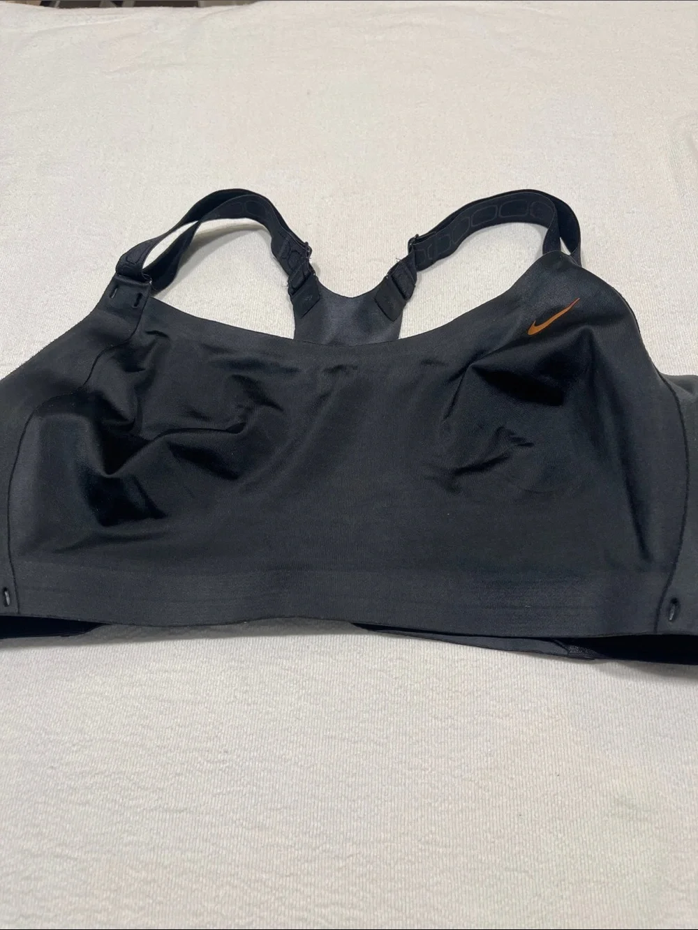 Nike Black Sports Bra with Orange Swoosh - High Support